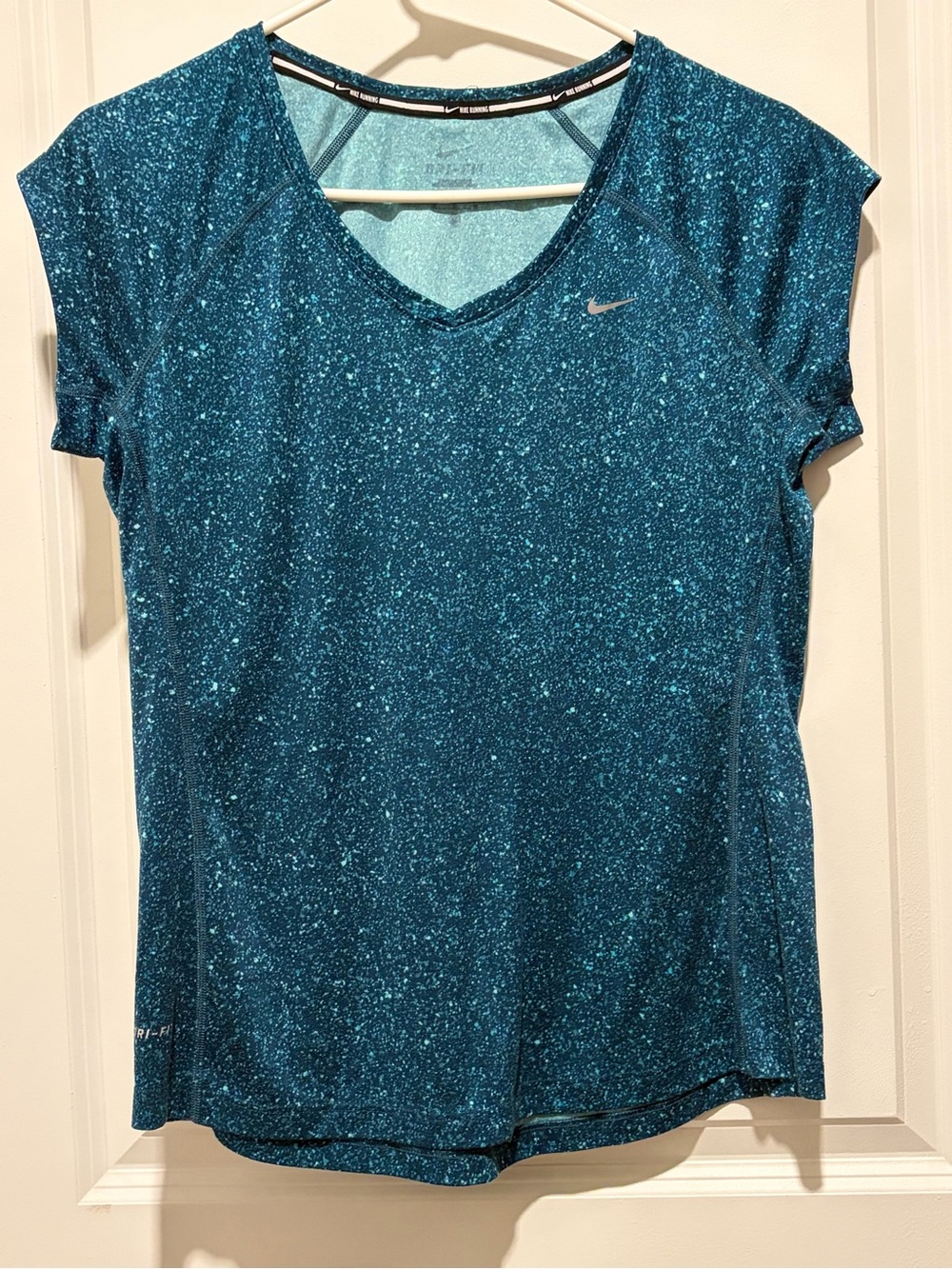 Nike Women's Teal Speckled Short-Sleeve Training Tee